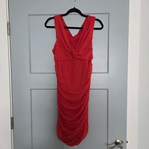 Venus Red Ruched Bodycon Cocktail Dress Size Large – Holiday Party Date Night